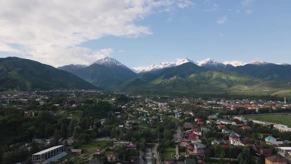 Aerial View of the Mountains and River in Almaty Kazakhstan