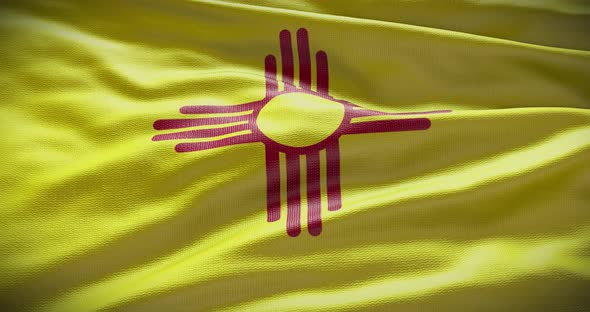 New Mexico state flag waving background