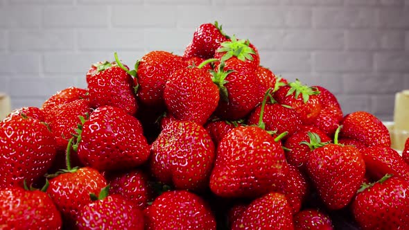 Strawberries in a Box Closeup Red Juicy Ripe Delicious Summer Berries