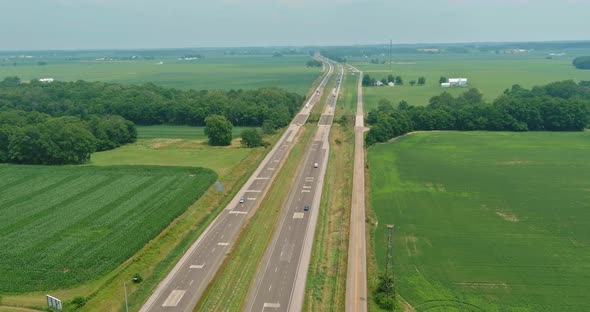 Panorama Aerial View of Highway Road Junction From the Height Drone