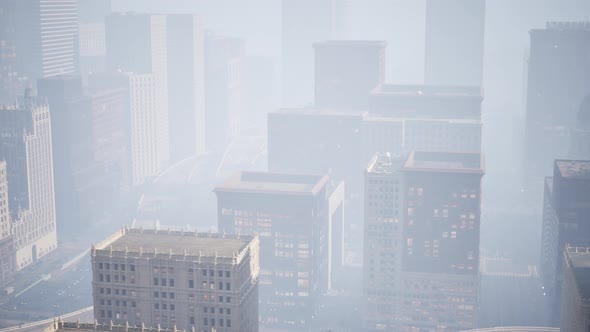 Skyscrapers Covered By Morning Fog