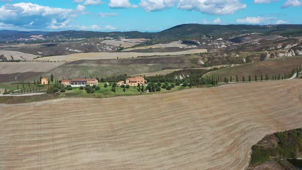 Tuscany Rural Landscape with House Cypress Road and Hills