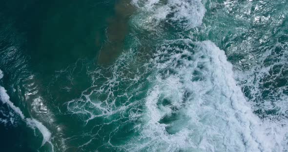 Andaman seascape big water wave in storm Aerial view video Top-down view crystal water wave