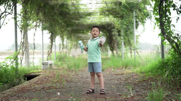 Children playing with bubbles