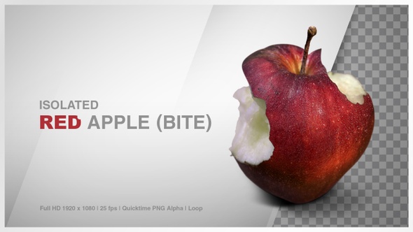 Isolated Red Apple Bite (Rotate Turn Table)