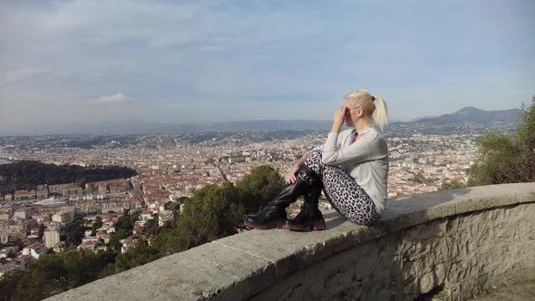 Woman at Mont Boron Panorama of Nice