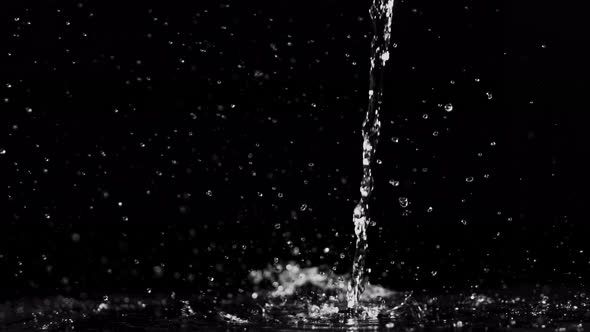 Super Slow Motion Shot of Pouring Water Against Black Background at 1000Fps