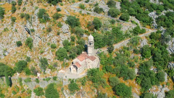 Church of Our Lady of Remedy on the Rocky Mountains in Kotor Montenegro