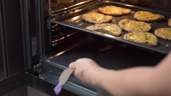 Cooking Small Mini Pizzas at Home in the Oven