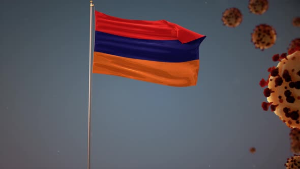 Armenia Flag With Corona Virus Attack 4K
