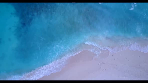 Aerial top view abstract of luxury bay beach trip by blue green water and white sandy background of 