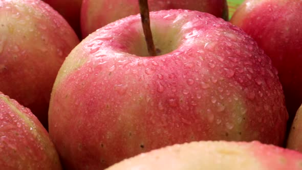 Closeup Shooting of Apples with Water Drops