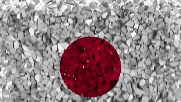 Japan Flag Breaking Rocks Transition