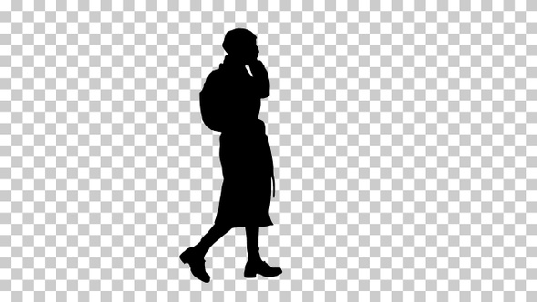 Silhouette Woman calling someone one the phone, Alpha Channel