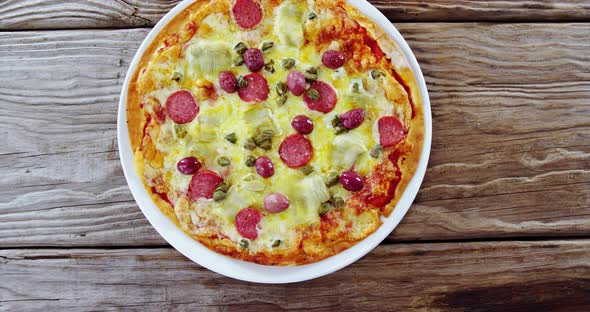 Baked pizza on plate