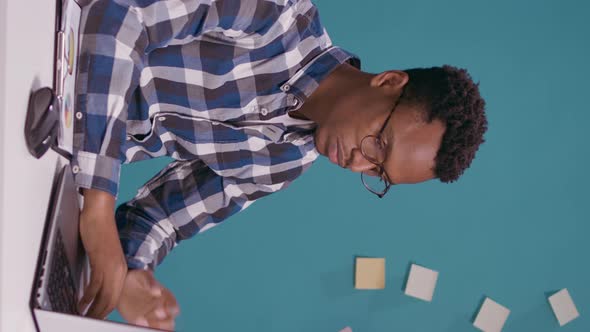 Vertical Video African American Man Doing t Shape Sign with Hands