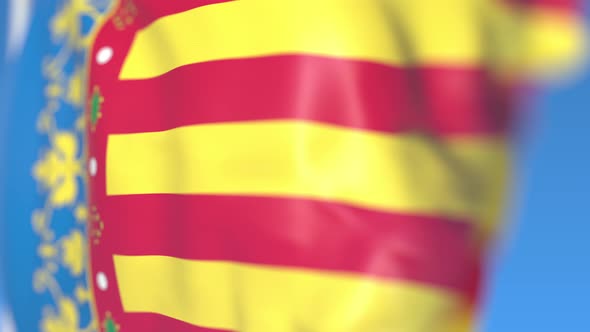 Waving Flag of Valencian Community an Autonomous Region in Spain