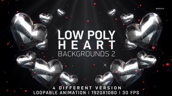 Low Poly Heart Backgrounds 2