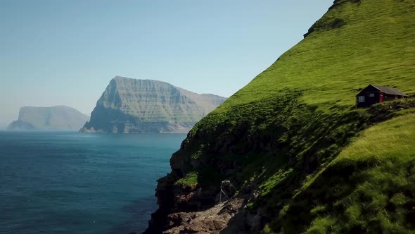 Aerial View of Kalsoy Island Faroe Islands