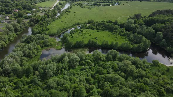 Rural Landscape, River Channels. Dense Forests. Landscape