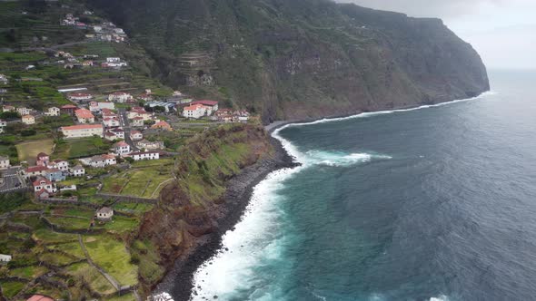 Water crashing against the rocks in Madeira. Shot on DJI.