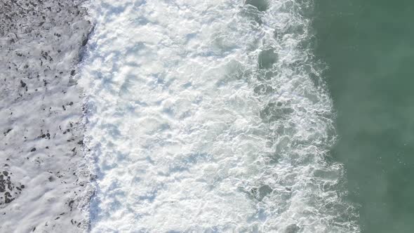 Aerial View Sea Near Coast  Closeup Coastal Seascape
