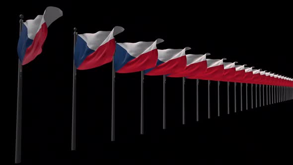 Row Of Czech Republic Flags With Alpha 2K