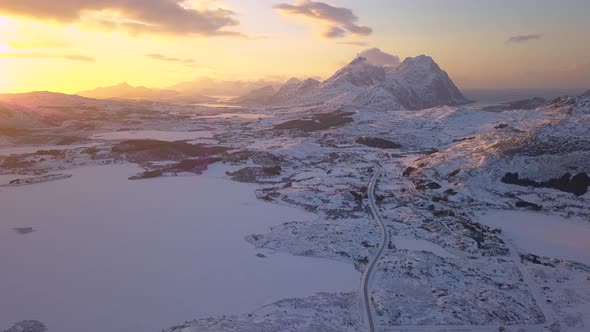 A very amazing frozen road in the north of Earh, on middle of winter.Everything is frozen and beauti