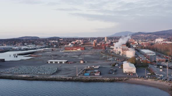 Aerial Establishing Shot Of Bellingham Washington Usa