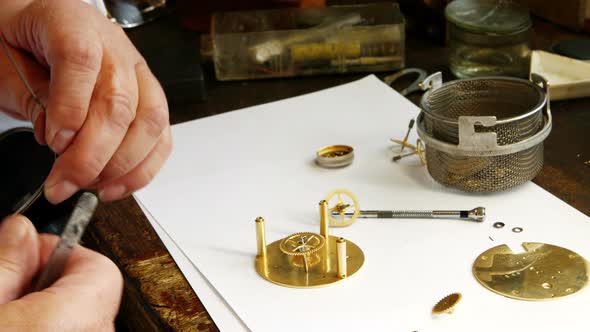 Horologist repairing a watch