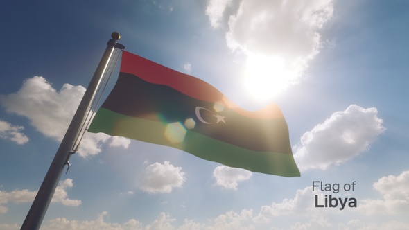 Libya Flag on a Flagpole V2