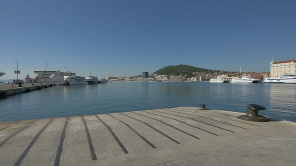 Anchored vessels in the port