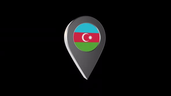 3d Animation Map Navigation Pointer With Azerbaijan Flag With Alpha Channel - 2K