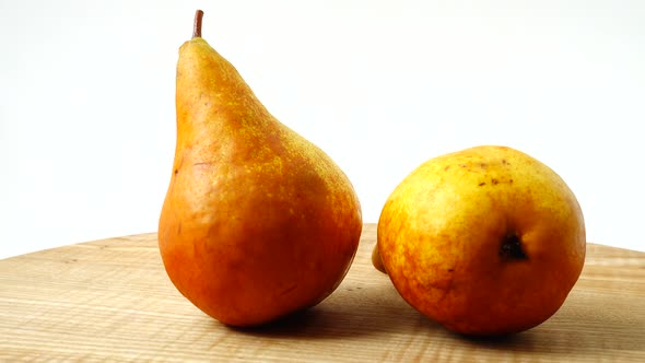 Pears on a Wooden Kitchen Board