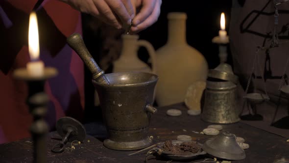 Traditional medicine making.