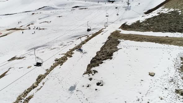 Snowy Mountains And Ski Center Aerial View 13