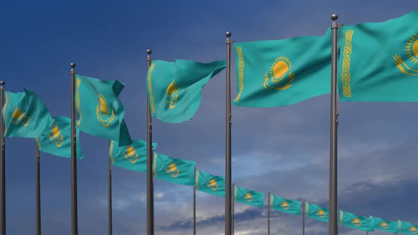 The Kazakhstan Flags Waving In The Wind  - 2K
