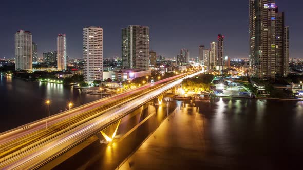 Bangkok Thailand At Night Time Lapse