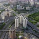Modern Architecture of a Big City. Aerial View, The Intersection of Two City Highways, Sunny Day in - VideoHive Item for Sale