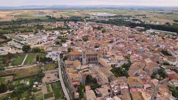 Drone Flight Over Castello D'Empuries Town
