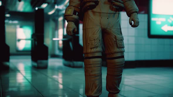 Astronaut at Underground Metro Subway
