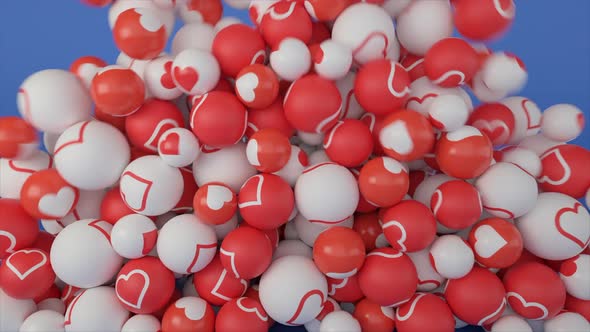 Pile of small spheres falling on flat surface