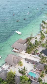 Tanzania  Vertical Video of the Ocean Near the Coast of Zanzibar Slow Motion