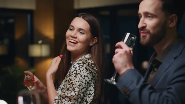 Young People Partying Dancing in Luxury Restaurant