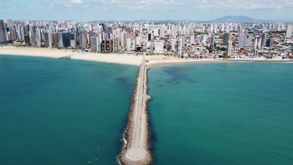 Tropical beach scenery of Fortaleza. Northeast Brazil. Ceara state.