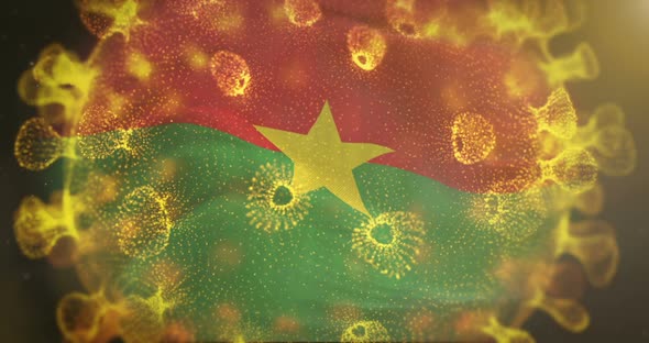 Burkina Faso Flag With Coronavirus Microbe Centered alt