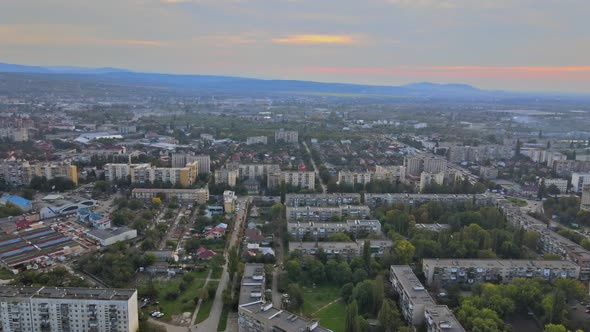 Aerial View of Panorama View on the Roof City Uzhgorod Ukraine