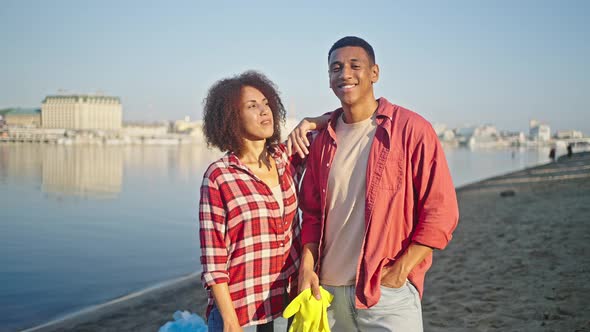 African American Activists Smile Against Clean Beach and City