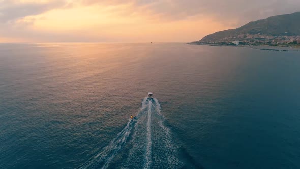 Water Skiing at Sunset