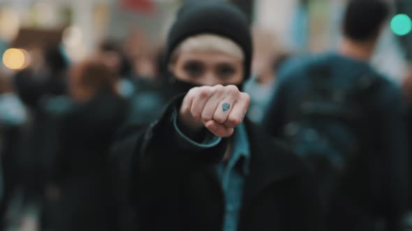 Portrait of Young Angry Rebellion Women on the Demonstrations